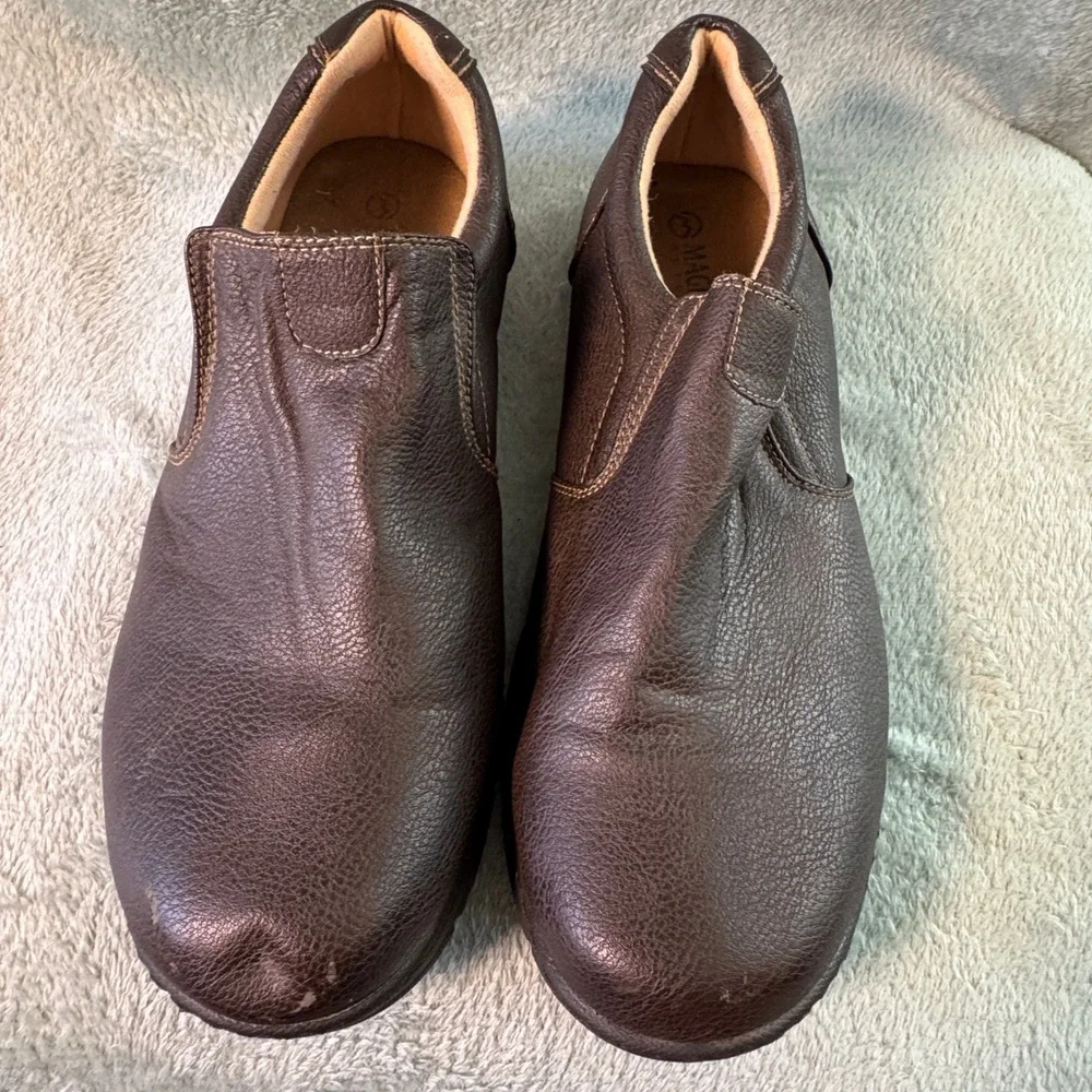 Magellan Mens FWMFMC2067 Slip On Shoes 13 Brown Faux Leather Comfort